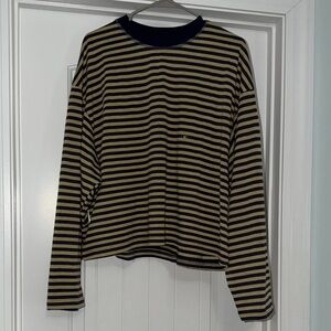 Lioness Navy and Beige Striped Top